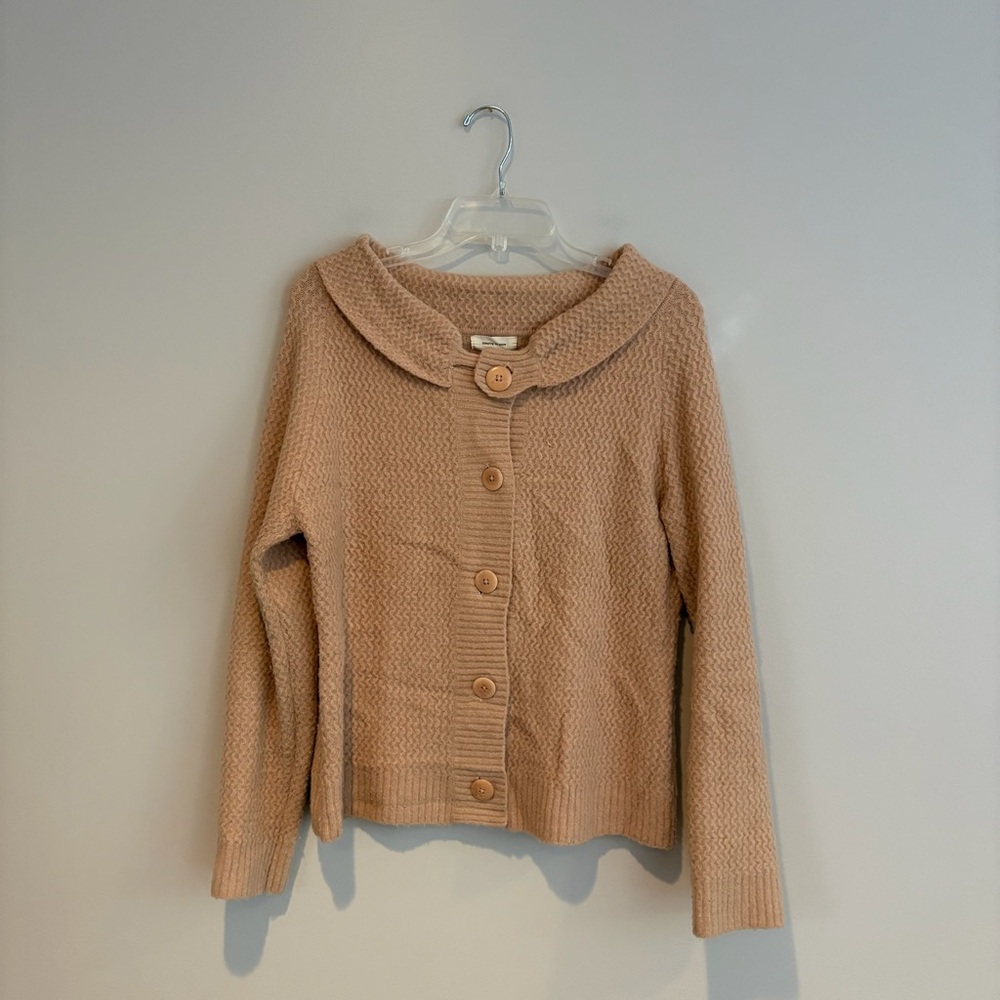 Sleeping on Snow Anthropologie Elegant Tan Button-Up Cardigan
